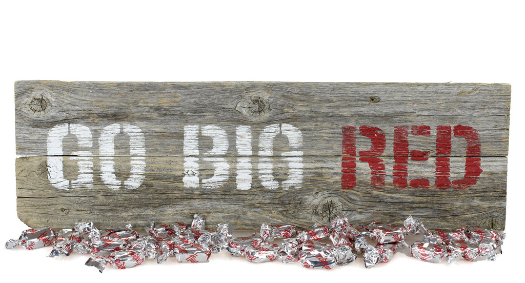 "Go Big Red" Nebraska Barn Wood Sign & Bakers Chocolates Gift Package