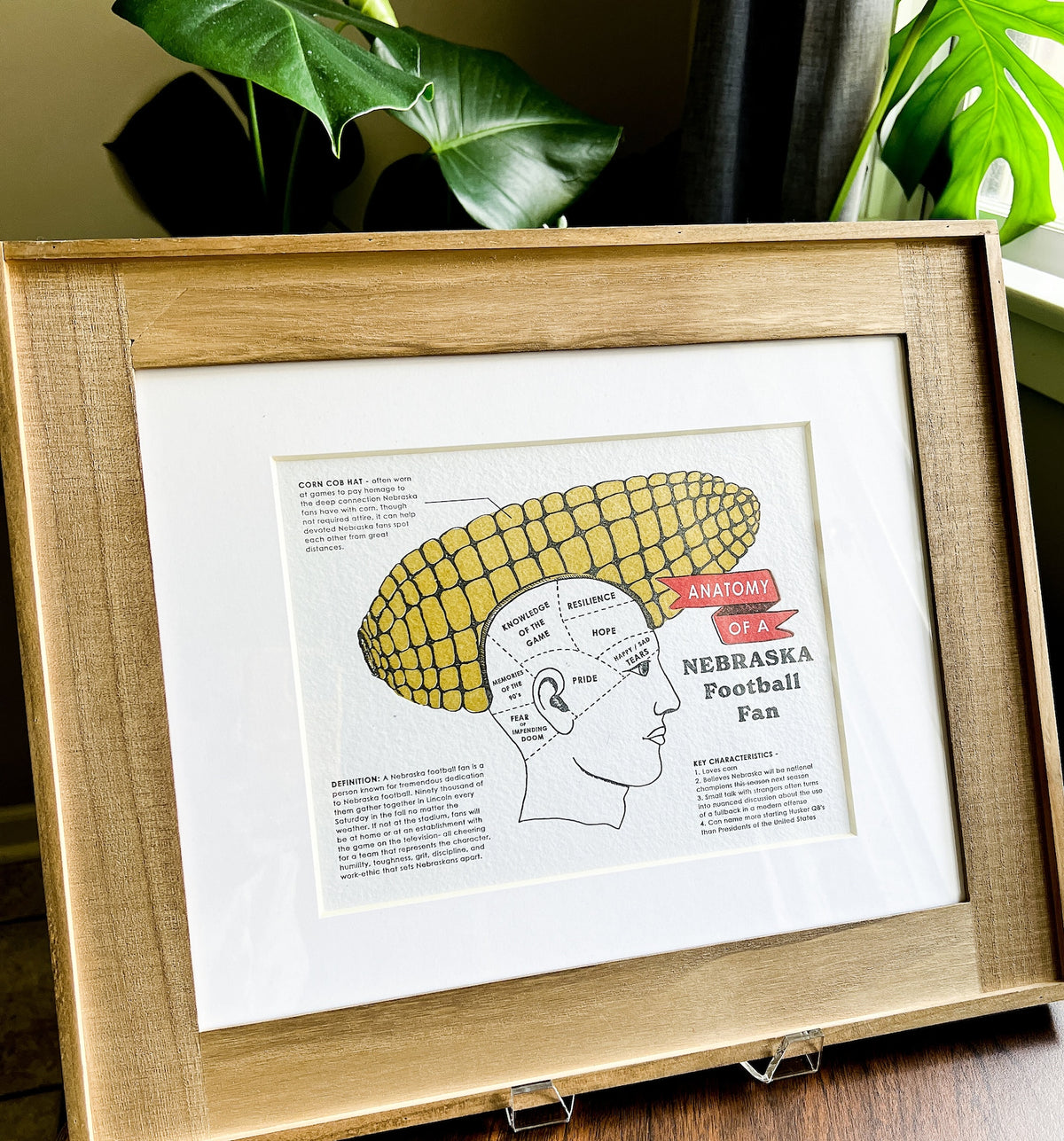Anatomy Of a Nebraska Football Fan Handmade Letterpress Print