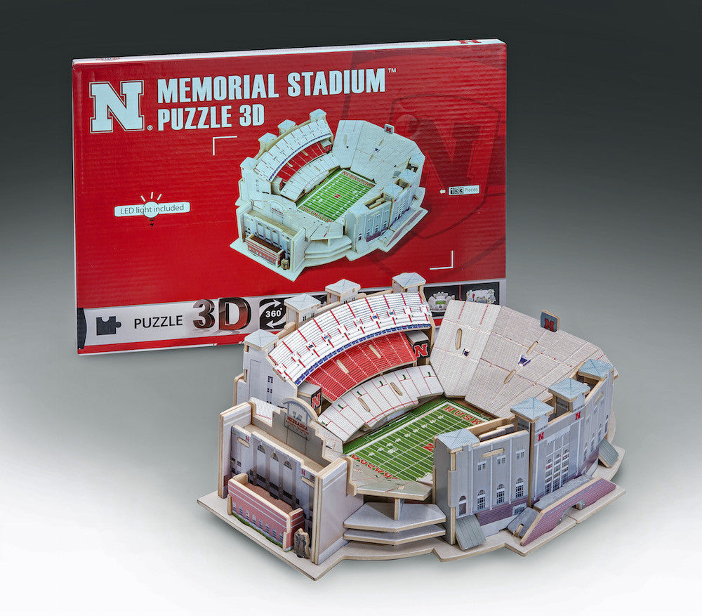 Memorial Stadium 3D with Lights - Nebraska In A Box