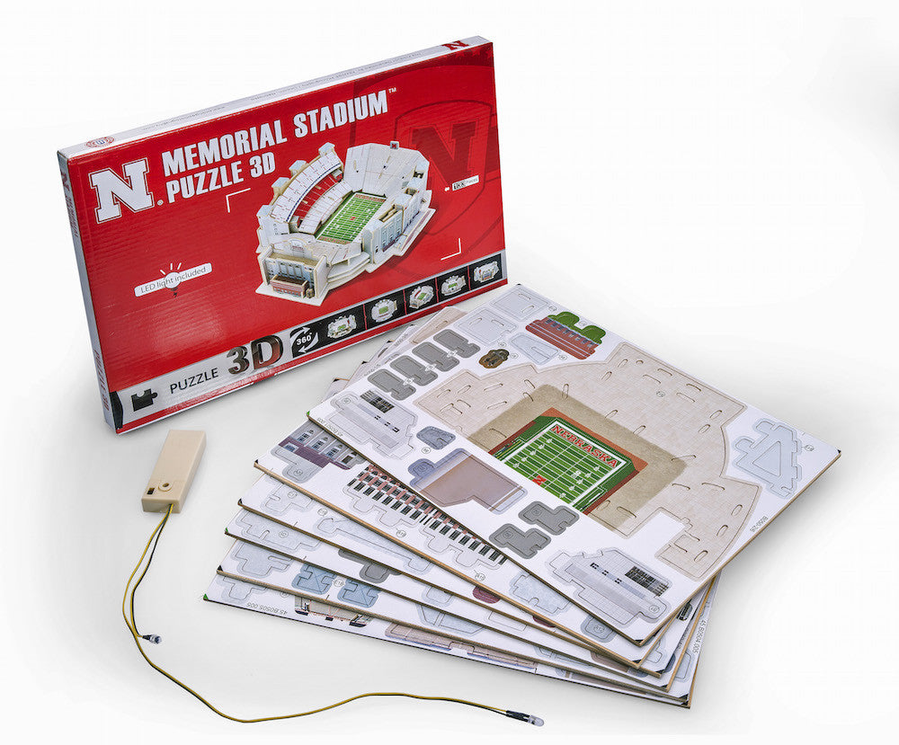udskille Tag telefonen lidenskabelig Nebraska Memorial Stadium 3D Puzzle with LED Lights - Nebraska In A Box