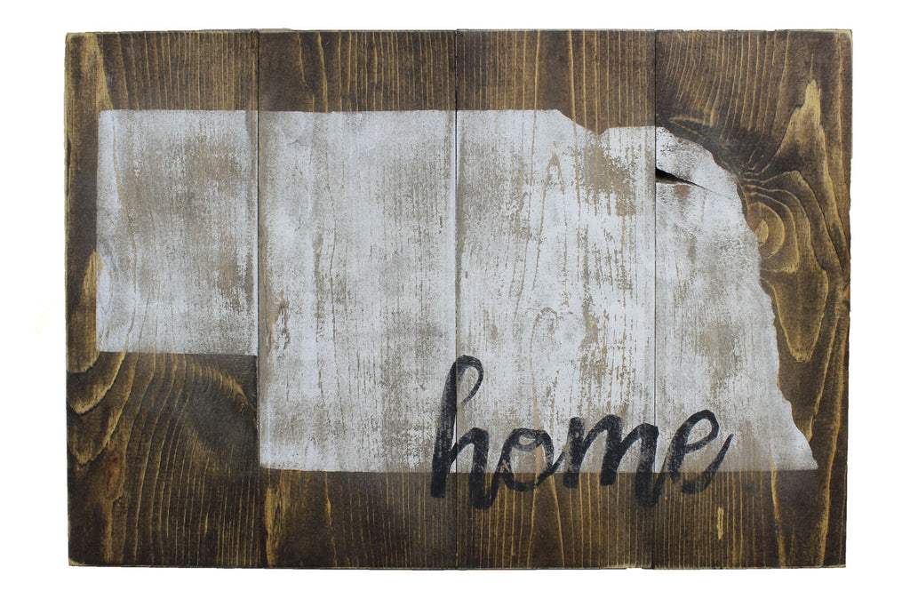 Handcrafted Rustic Nebraska "Home" Sign