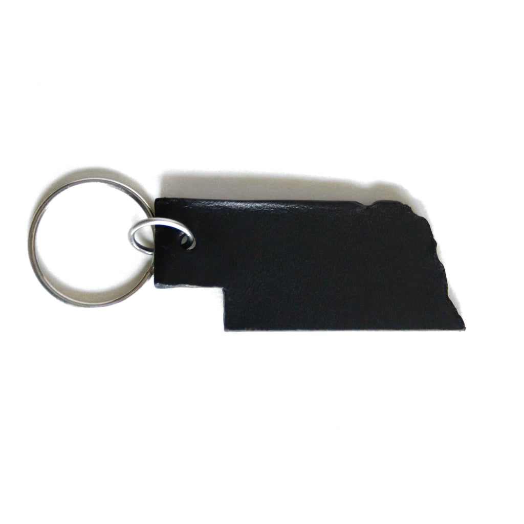 Nebraska Black Leather Keychain