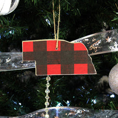 Nebraska Handmade Plaid Christmas Ornament