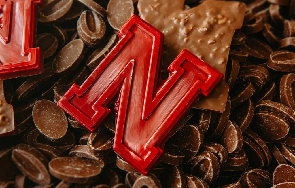Pair of Handmade Valrhona Milk Chocolate Nebraska "N"s